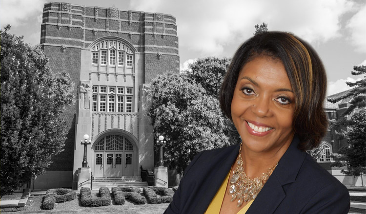 Headshot of Kassandra Agee Chandler smiling in front of the Purdue Memorial Union