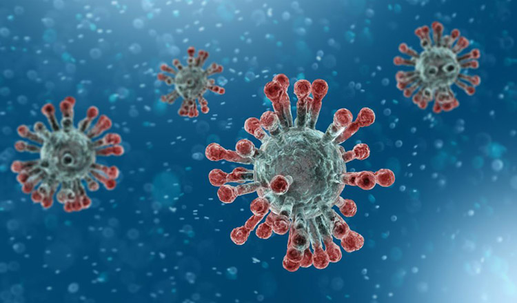 Microscopic view of Coronavirus
