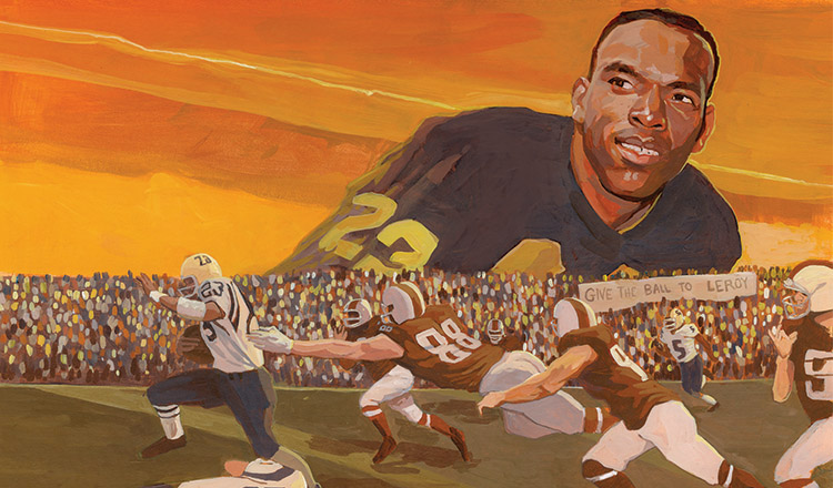 illustration of Leroy running the football by Jon Stitch