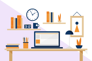 illustration of a laptop on a desk