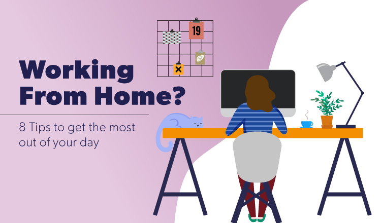 illustration of a woman working at a desk