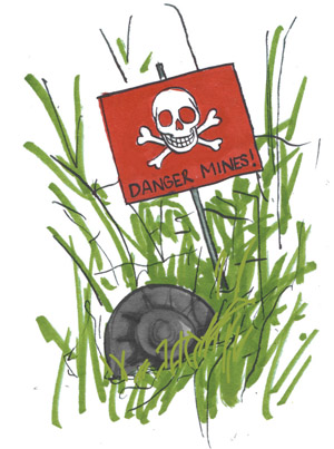 illustration of a minefield