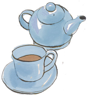 illustration of teacups
