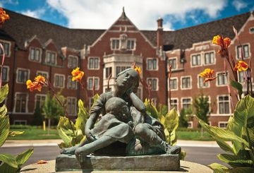 Tired Boy statue in front of Windsor hall